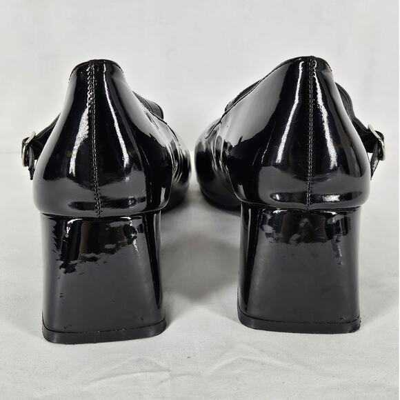 CIDER WOMEN'S BLACK PATENT LEATHER CHUNKY 2" HEEL MARY JANE SHOES SIZE 39 US 8.5 - Picture 5 of 11